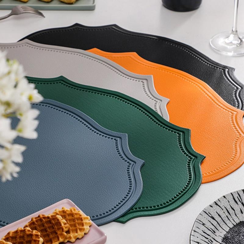 PVC Place Mats Kitchen Dining Table Mats Steak Pad Anti-scalding Insulation Pads INS Style Oval Shaped for Home Kitchen