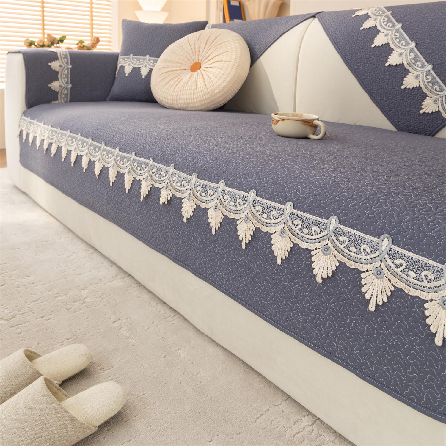 

Плотная стежка с кружевной отделкой Противоскользящий чехол на подушку для дивана для гостиной 1/2/3/4 Чехлы для дивана Одеяло Защита мебели 70*70cm