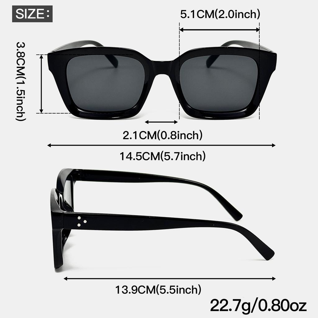 4Pcs Square Frame Glasses Set Multi-Color Fashionable Decorative for Daily Casual Holiday Gifts