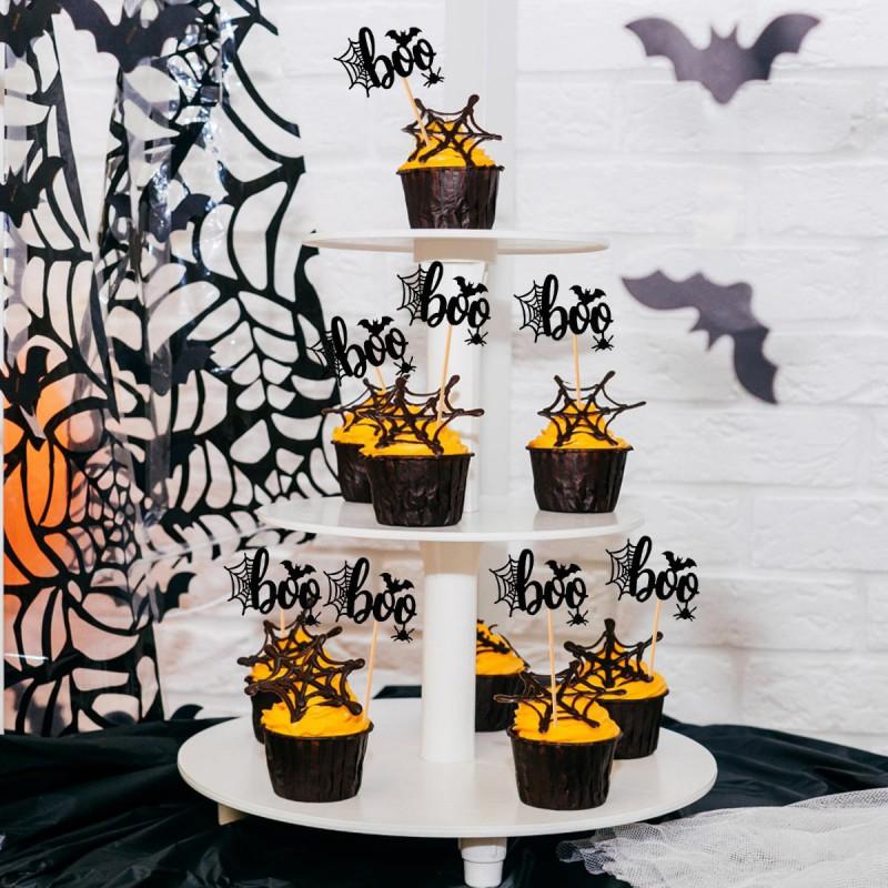 Halloween Pumpkin Party Decorations Ghost Theme Cake Toppers Paper Set Dessert Table Decoration