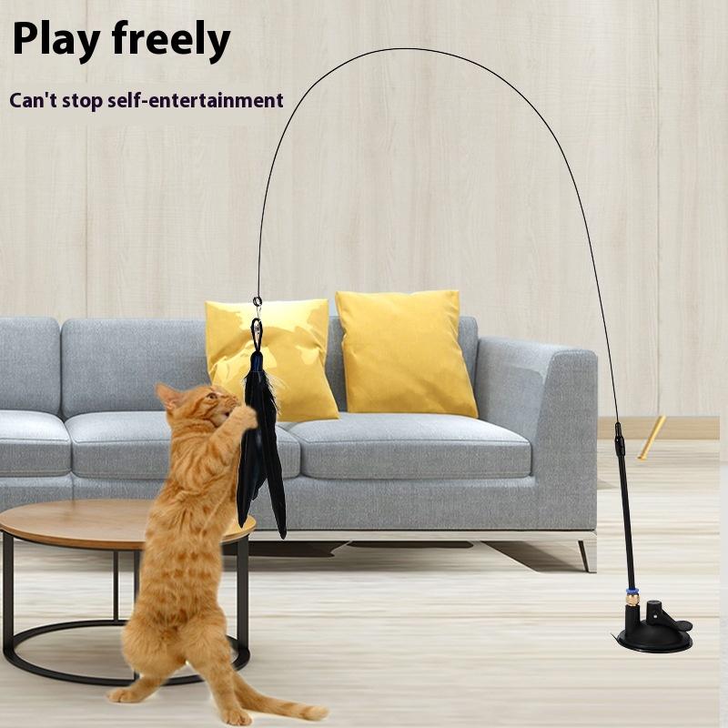 Cat Toys, Strong Suction Cups, Cat Teasing Sticks, Long Poles, Self-hi