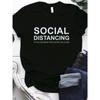Social Distance Buchstabenaufdruck T-Shirt Damen Kurzarm O-Ausschnitt Lockeres T-Shirt Damen T-Shirt Tops Damenkleidung Camisetas Mujer