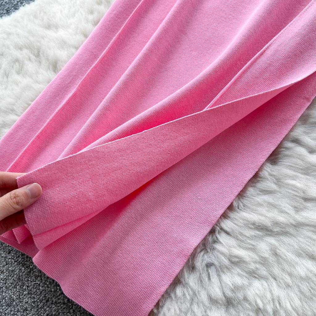Split Slim Waist Dress for Women Autumn 2025 French Slim Fit and Slimming Elegant Knitted Bodycorn Dresses