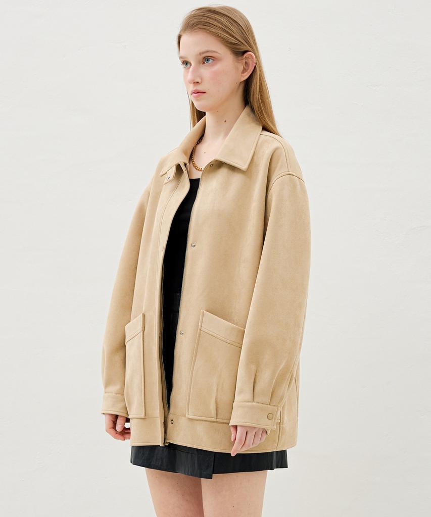 Olive Des Olive Oversized Zip-Up Suede Jumper Oh6Sm1820