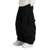 Men Pants with Multi Pockets Elastic Waist Ankle-banded Oversized Vintage Cargo Pants Solid Color Streetwear Slacks for Outdoor Hiking Camping