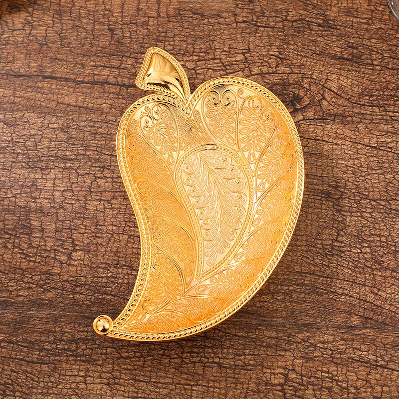 Metal Leaf Snack Plate Vintage Zinc Alloy Leaf Shaped Appetizer Platter Food Serving Plates