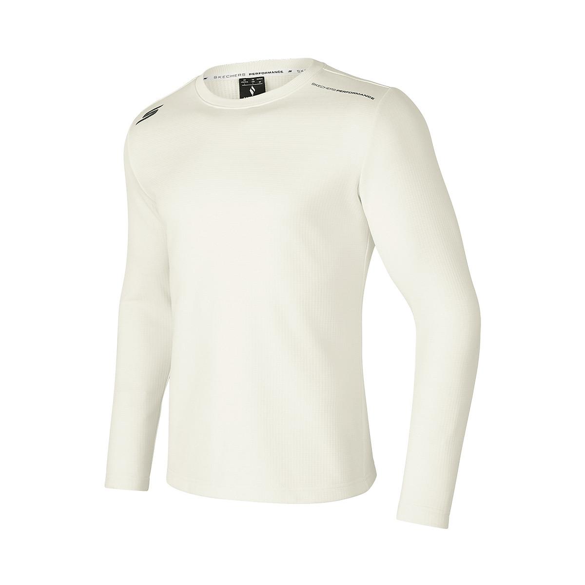Skechers Basic Sports Series Logo Outdoor Crew Neck Pullover Long Sleeve T-Shirt Men Tops Cotton-Candy-White P424M195-0074 L