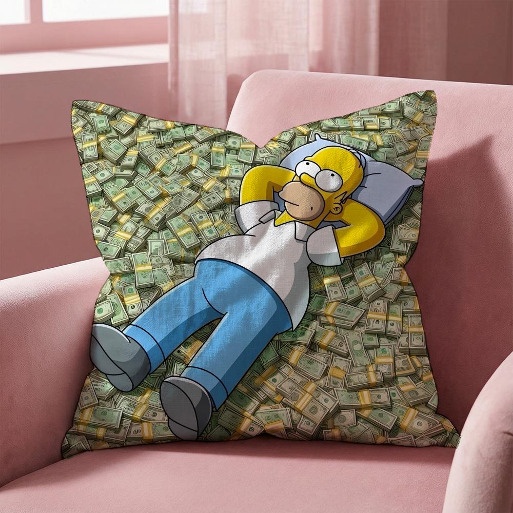 T-The Simpsons CARTOON Cushion Cover Multi-Scene Pillow Cover for Home & Car - Reversible, Soft & Durable for Daily Use