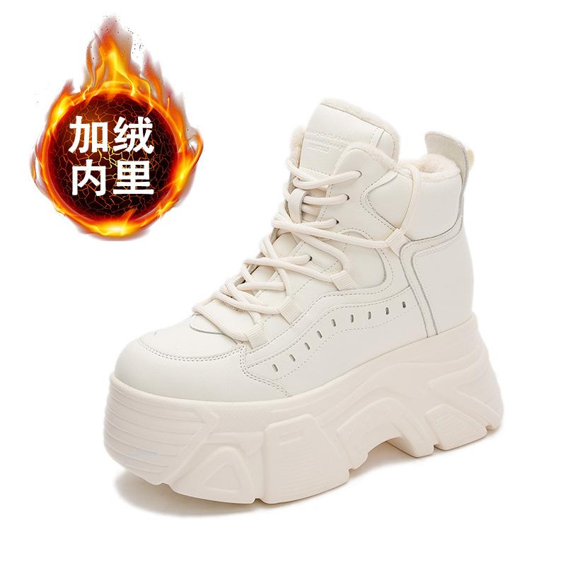 

Daddy Shoes Girl 2025 Winter New High Top Shoes Fleece Casual Shoes Muffin Platform Versatile Inner Height Increasing Women s Shoes 33