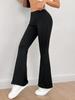 2025 Solid Color High-Waisted Stretchy Yoga Pants - Casual Micro-Flare Sport Style