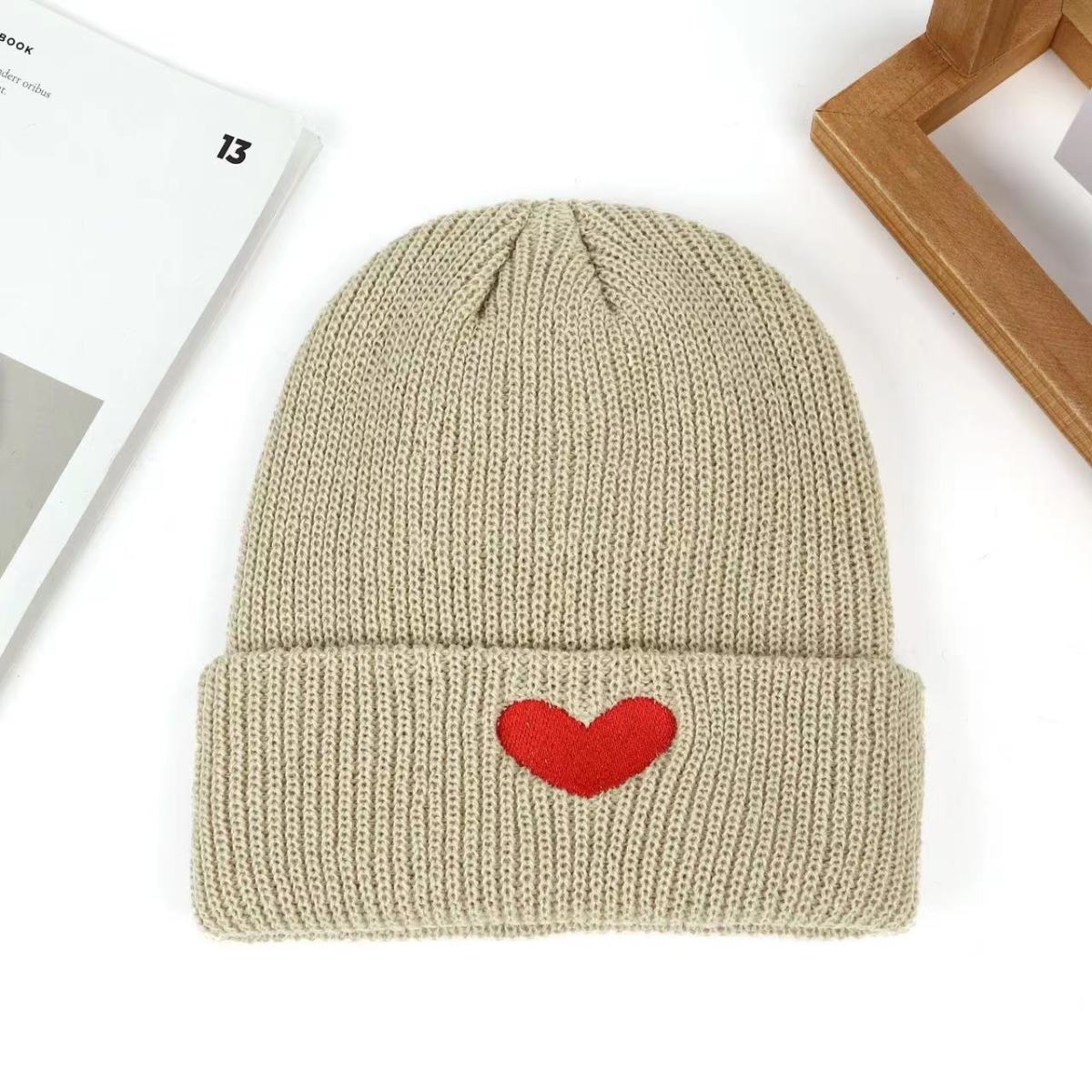 

Embroidered Love Knitted Hat for Women in Autumn and Winter, Warm and Casual, Versatile, Student Knitted Hat, Cold Hat One Size хаки