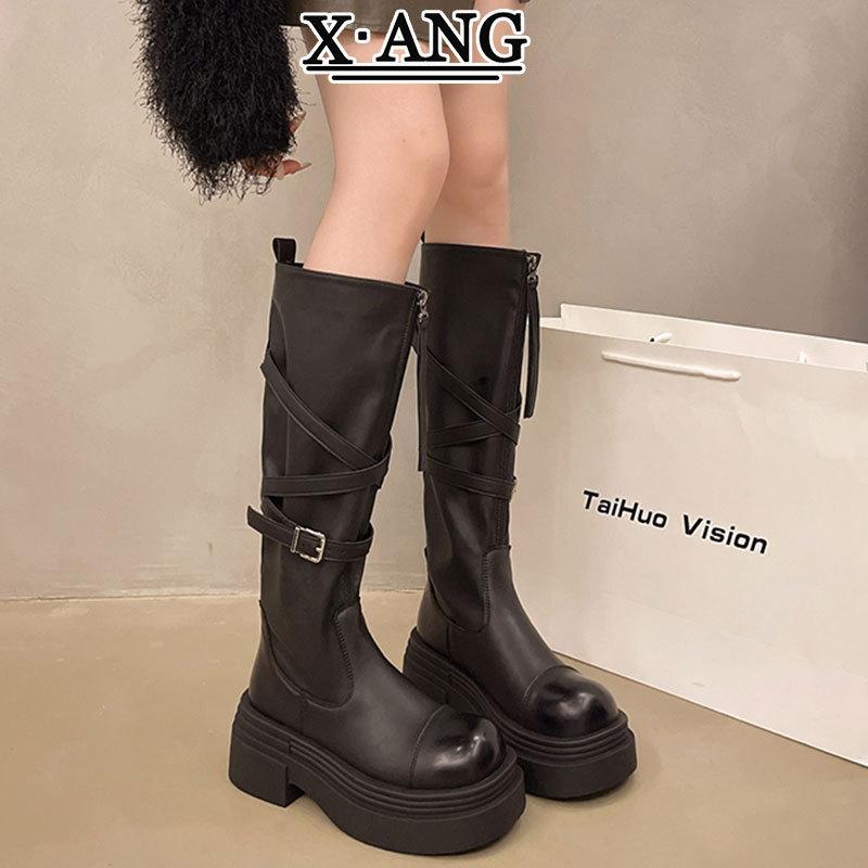 Leather tall boots for women, tall for small men, thick heels and thin brown knight boots, but knee boots, western cowboy boots