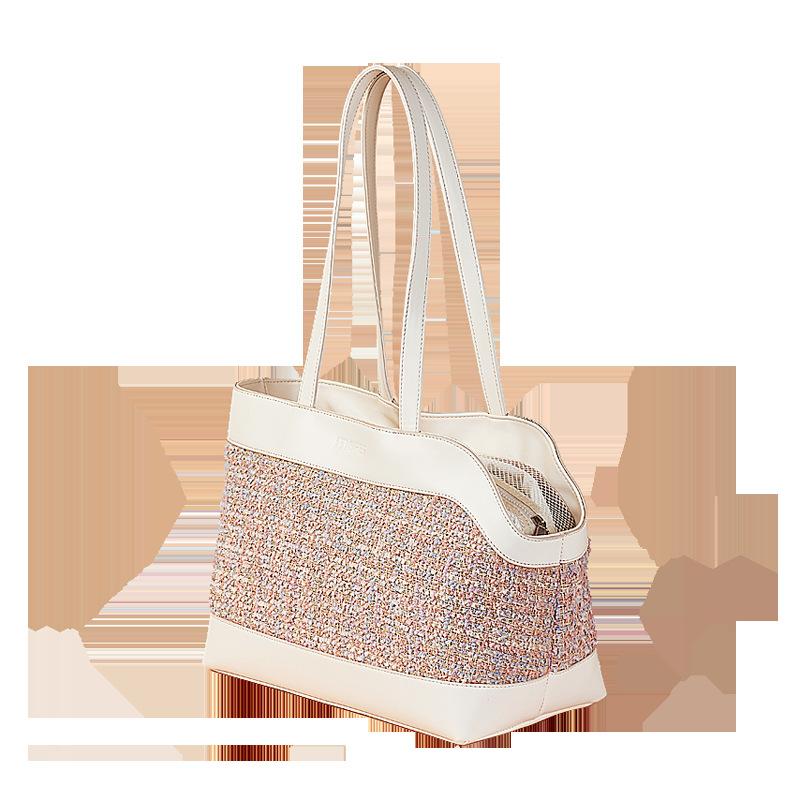 New Ins Breathable Pet Carrier Tote Bag Portable Outdoor Travel Handbag for Small Dogs Cats Fashion Woven Pet Tote Bag