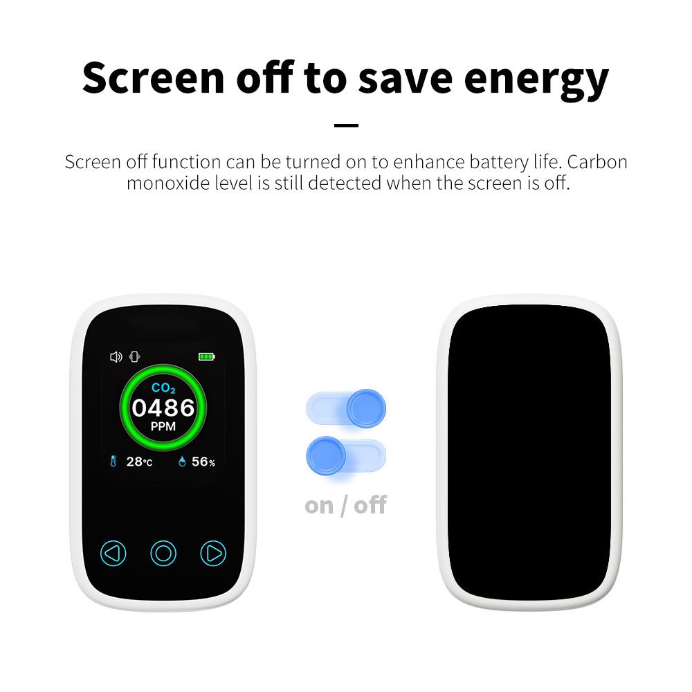 Mini CO2 Detector 3-in-1 Carbon Dioxide Meter Air Quality Tester 400-5000ppm CO2 Concentration Detector Real-time Control