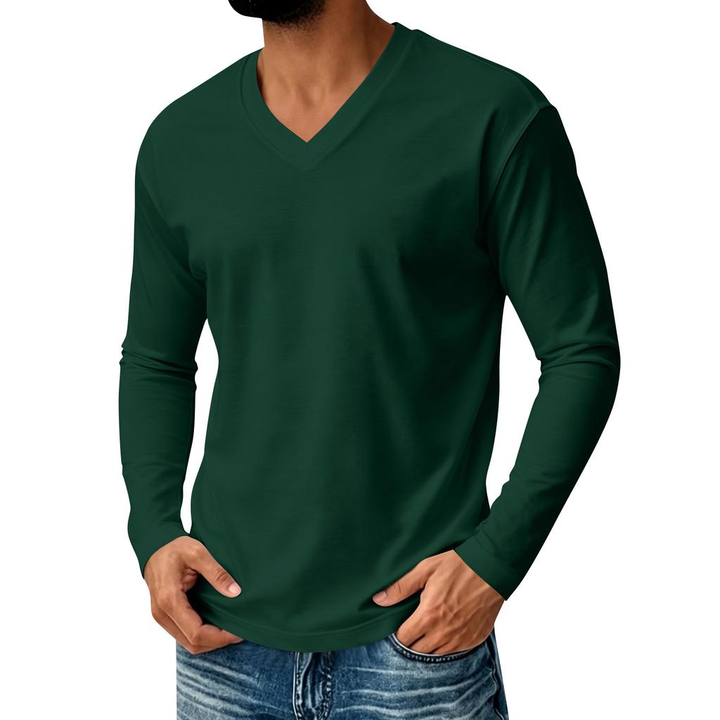 Men's V-Neck Long Sleeve Casual Shirt for Everyday Comfort