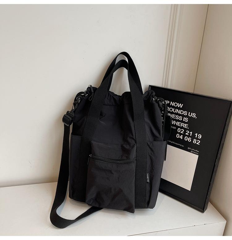 Schoolbag Multifunctional Simple Large Capacity Handbag Casual Niche Drawstring Design Backpack Versatile Travel Storage Bag