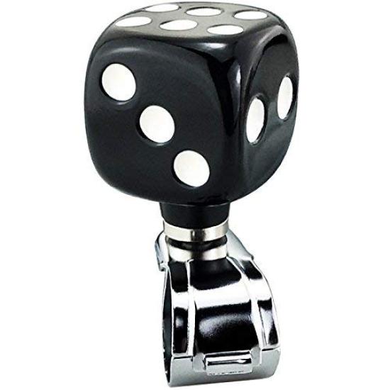 Lunsom Dice Handle Spinner Car Steering Parts Control Turning Helper for Universal Cars (Black & White)