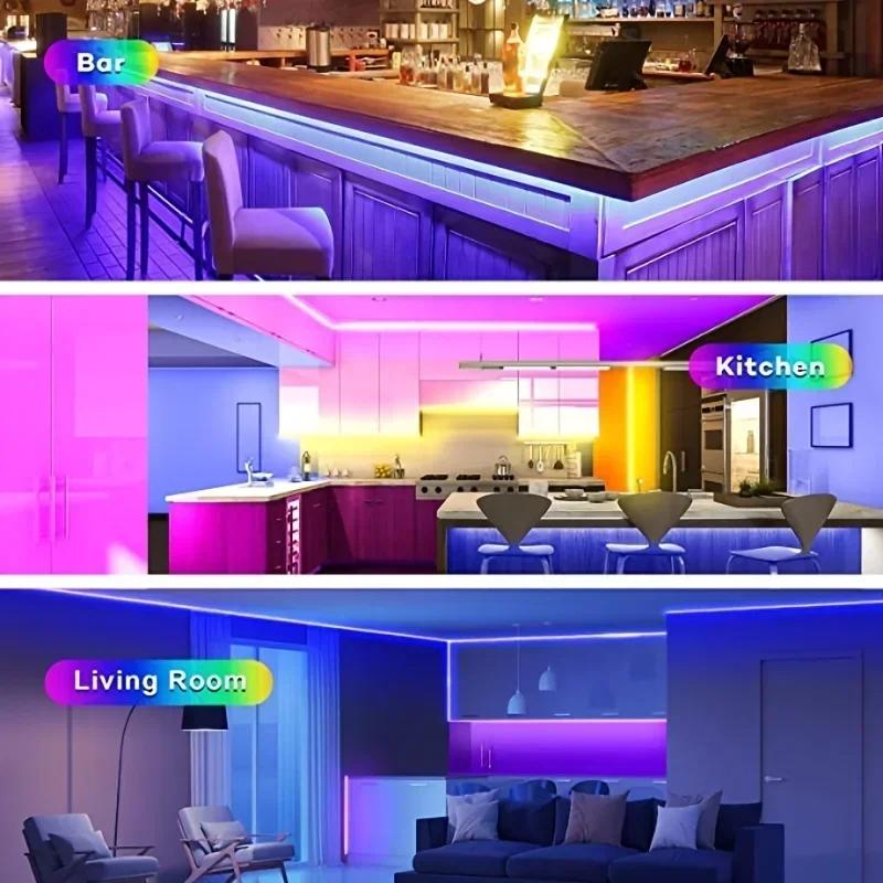 1M-30M RGB LED Strip Light Bluetooth APP Control Color Changing Light Flexible LED Lamp Tape For TV BackLight Room Decoration