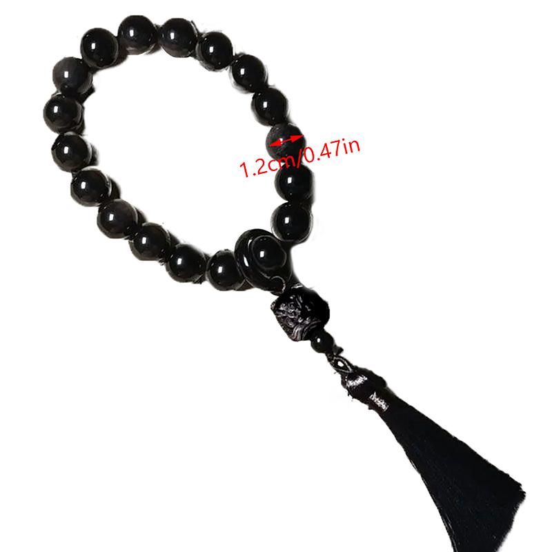 Bransoletka z frędzlem 12 mm w stylu starożytnym, ręcznie skręcane koraliki, łańcuszek z koralików, buddyjski tybetański różaniec, zawieszki, biżuteria, prezent