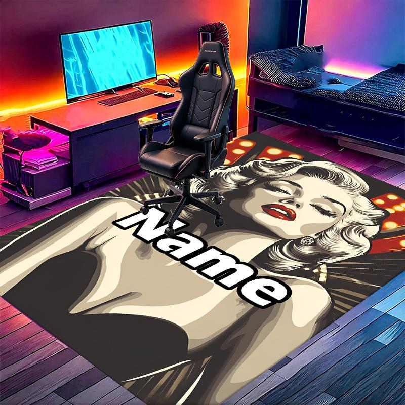 Custom Name Personalized Marilyn Monroe Print Carpet, Versatile Home Decor Rug, for Playroom, Apartment, Balcony, Entryway, Hallway Gift