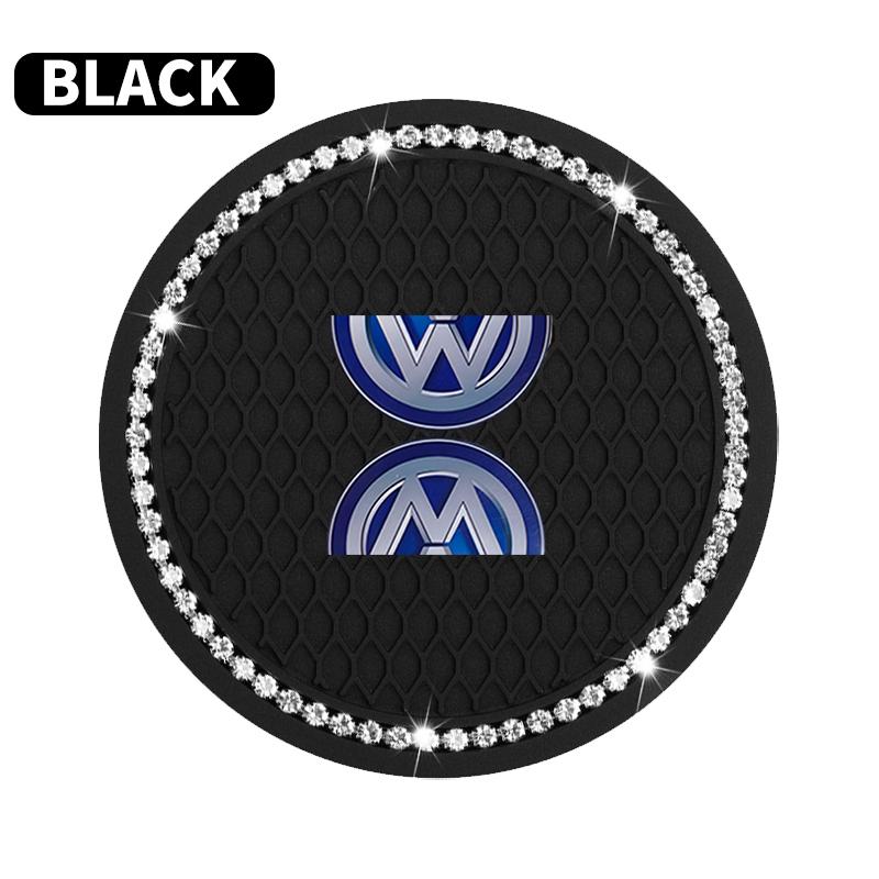 

Car Stickers 2025 Hot For VW New Car Water Cup Pad Holders Non-slip Diamond Rhinestone Rubber Mat For Volkswagen CC R-Line GTI