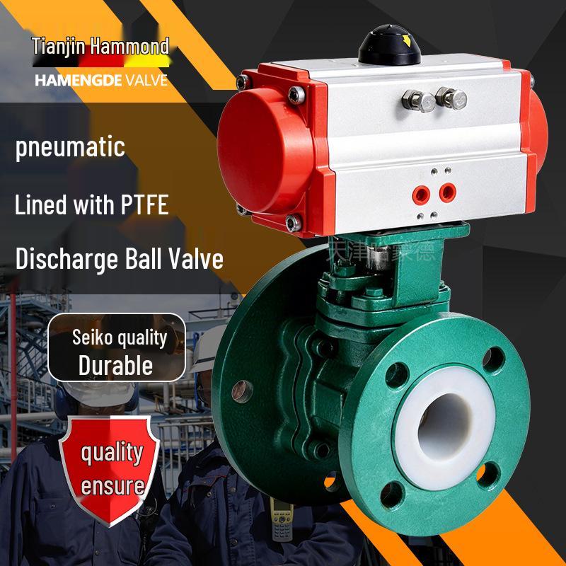 Hammond PTFE Lined Pneumatic Ball Valve Q641F46-16C, Cast Steel Flange, Corrosion-Resistant Acid Alkali Tank Bottom Valve