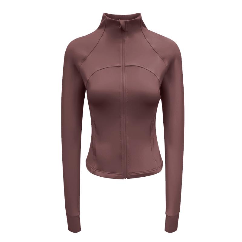 

Women s Slimming Zipper Stand-up Collar Yoga Jacket - Long Sleeve Fitness Wear Top L кавовий/коричневий