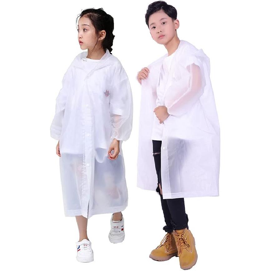 HLKZONE Rain Ponchos for Kids, [2 Pack] Reusable Raincoats for Boys and Girls Waterproof Kids Rain Jacket Rain Gear with Hood 6-12 Years