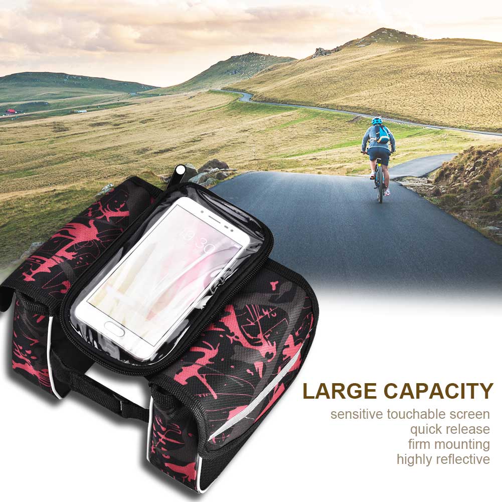

Сумка на переднюю трубу велосипеда Водонепроницаемый сенсорный чехол для мобильного телефона Аксессуар для велосипеда (красный)