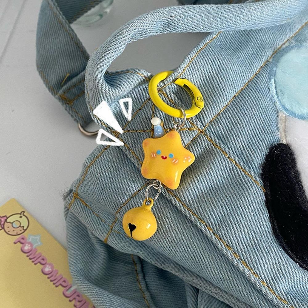Fashion Resin Stars Sweet Hanging Jewelry Mini Keychain Star Bell Key Chain Christmas Gift