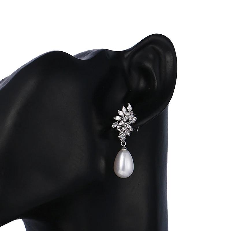 Huitan Elegant Imitation Pearl Drop Earrings for Women Aesthetic Fancy Wedding Bridal  Modern Accessories for Engagement
