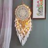 LED Light Dream Catcher Handmade Deamcatcher Feathers Wall Hanging Decoration Romantic Valentine's Day Gift for Girlfriend