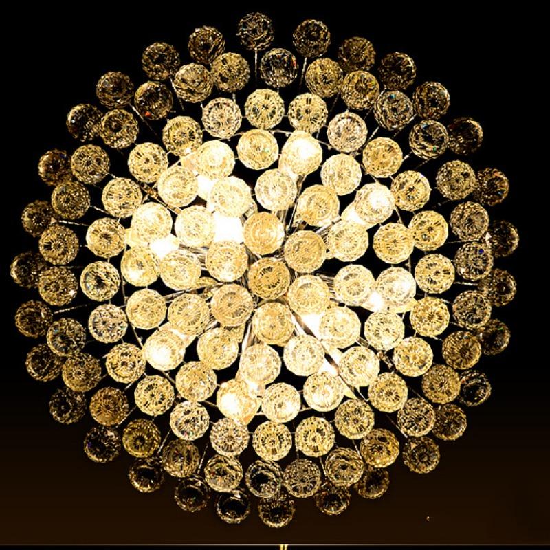 

Светодиодная хрустальная лампа, уютная спальня, люстра для гостиной в европейском стиле, романтическая лампа для столовой, лампа для учебы Diameter 38cm серебряный