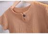 Boys' Cotton Linen Short Sleeve Set, Ages 0-5 - Summer Korean Style Casual Wear, Breathable for Southeast Asia
