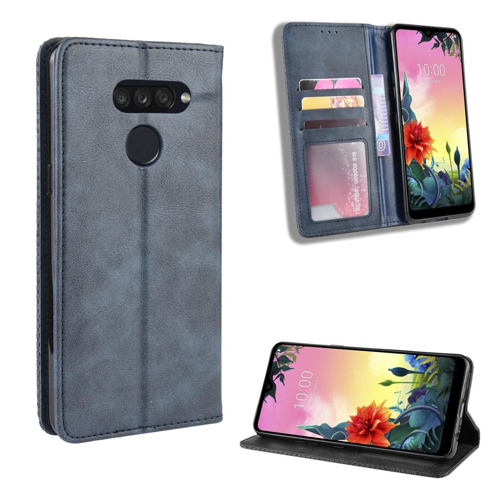 For LG K0S K40S Android One X K20 K30 X2 Retro Flip Book Leather Cover for LG V0S G8S ThinQ Magnetic flip wallet cover