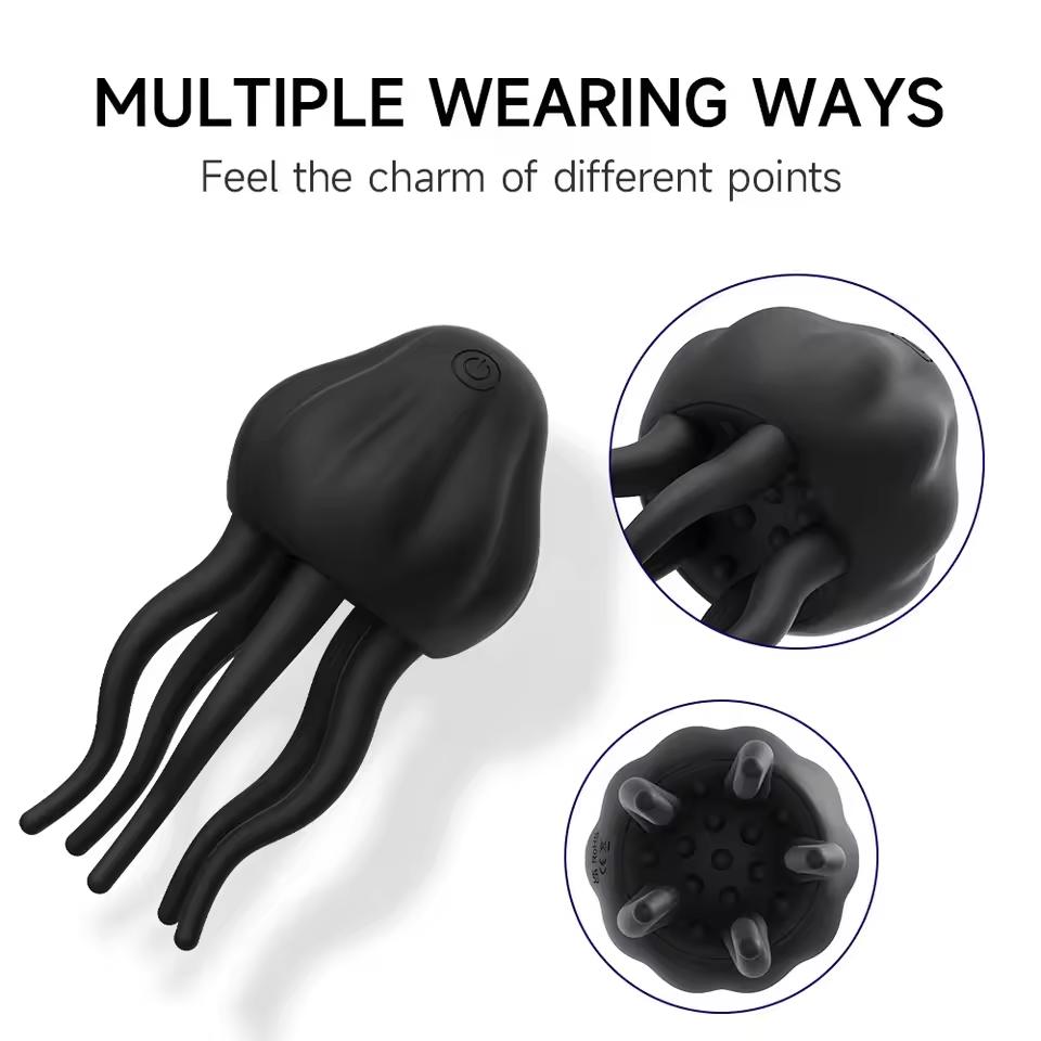 Jellyfish Glans Vibrator Male Powerful Penis Stimulator Delayed Ejaculation Massager Trainer Masturbator Men Sex Toy for Adult Delayed Desensitization