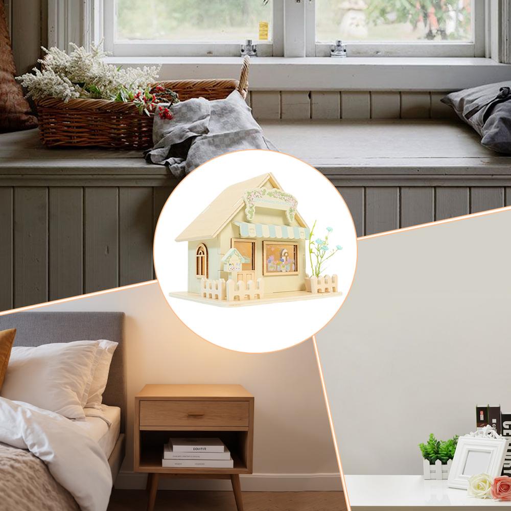 Led Night Light For Kids Nightstand LED Night Lamp Wooden Cottage Shape Doll House Model Night Light Bedroom Table Lamp For Desk
