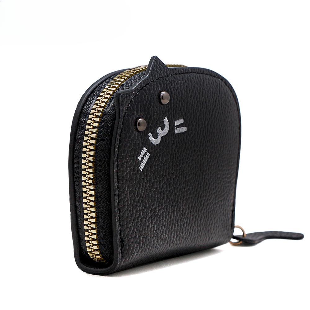 Elegant Women Small Wallet Coin Purse Card Holder Female Hand Wallet Cute Cat Girl PU Leather Mini Purse with Card Slot
