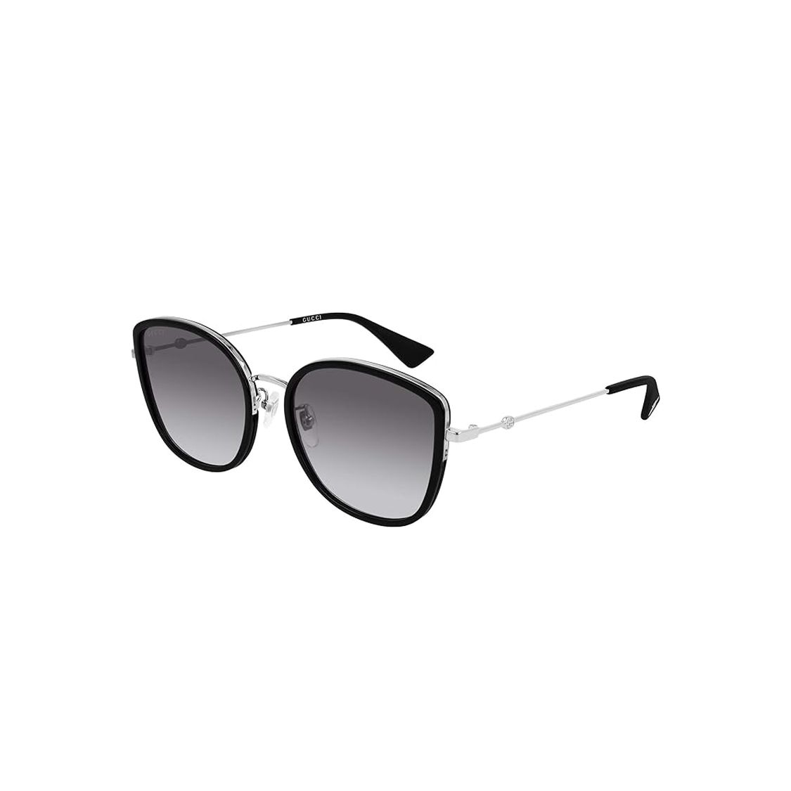 Gucci Square Full Frame Trendy Butterfly Sunglasses Women sunglasses GG0606SK-002 Box Limited Edition,Black Silver