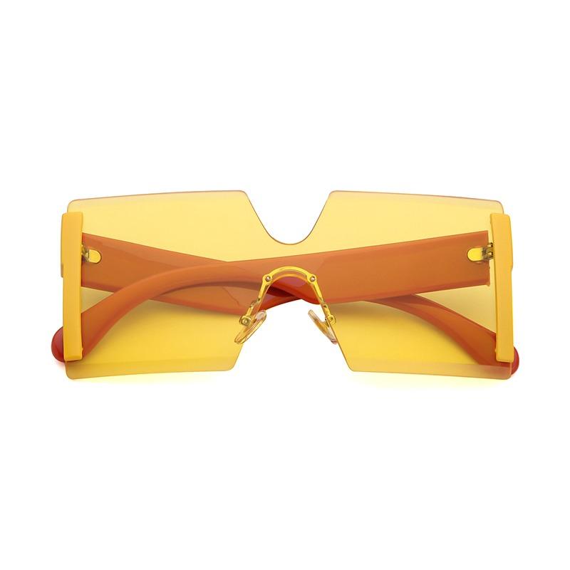 Fashion Gradient Square Rimless Sunglasses for Women Men Designer Trendy Blue Lens Oversize Sun Glasses UV S61G