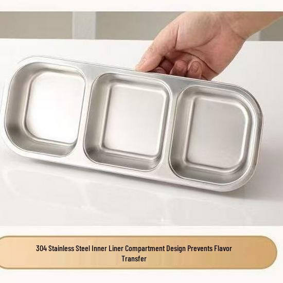 

304 Stainless Steel Compartmented Bento Box - Heatable, Fresh-Keeping, and Sealed for Snack and Fat Reduction