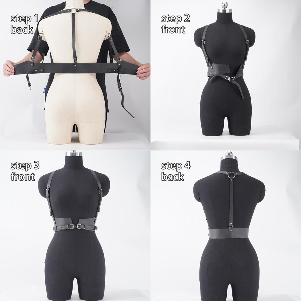 Cintura Moda Donna Stile Street Punk Decorativa Fascia Vita Regolabile Bretelle a Clip Corsetto Imbracatura Accessori Abbigliamento Gotico