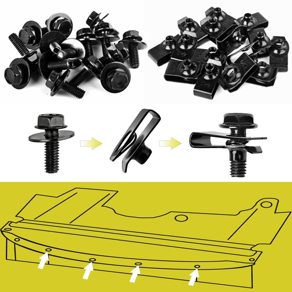 Xislet 45pcs Universal Style Engine Undercover Splash Shield Guard Body Bolt Bumper Fender Liner