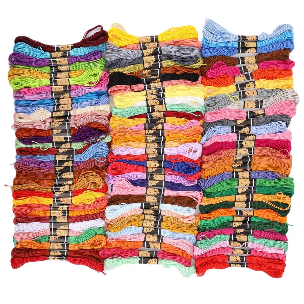 100pcs Polyester Cotton Cross Stitch Floss Rainbow Color Bracelet Yarn Embroidery Thread Embroidery