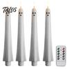 Spooky Home Decoration for Halloween Ghost Flameless Taper Candles, Battery Operated Flickering Candle Light with Powered Lamps Remote, Real