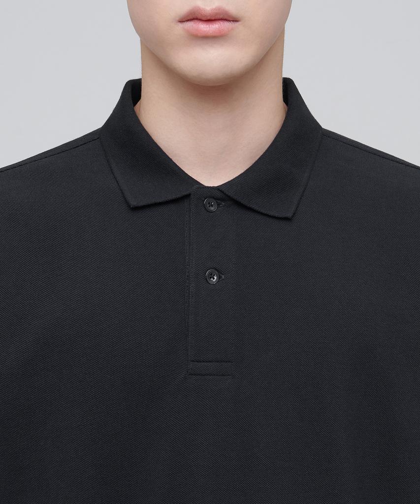 MUSINSA STANDARD Relaxed Fit Pique Polo Shirt [Dark Grey]