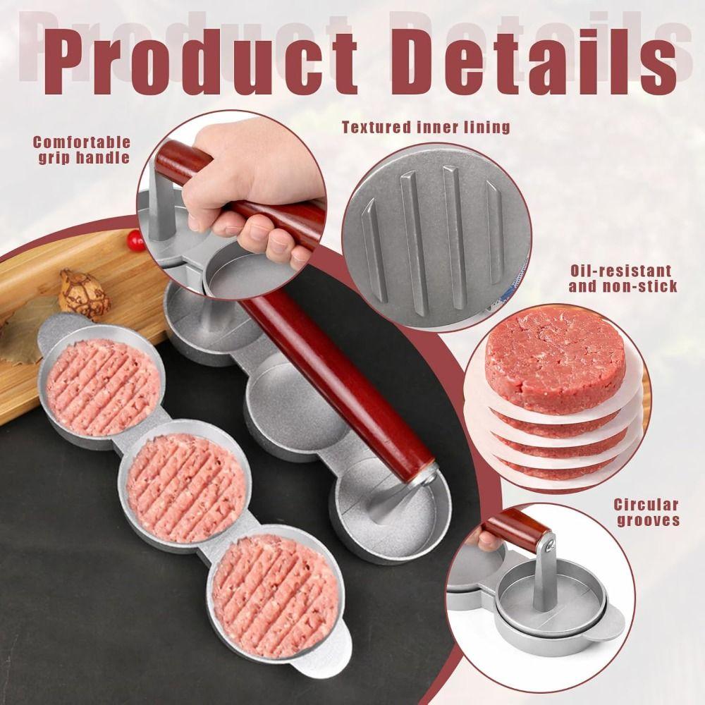 Non-Stick Coating Mini Burger Press 3 Patties Capacity Hamburger Patty Mold  Cooking