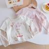 Girls Cartoon Rabbit Long Sleeve T Shirt Spring Autumn Fake Two Piece Cute Baby Base Layer Top