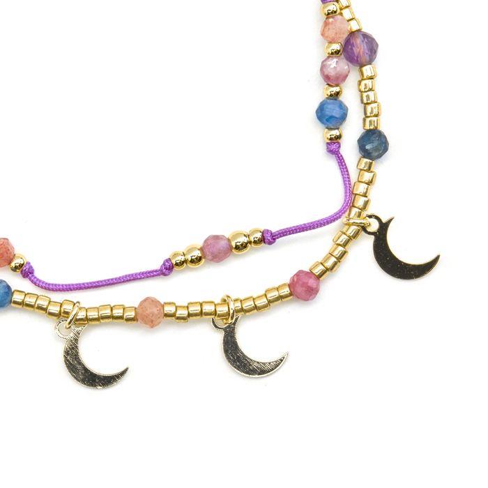 Bracelet - Kapac - Argent 925 - Or 18k - Cristaux Multicolores - 16cm + 3cm D'extension