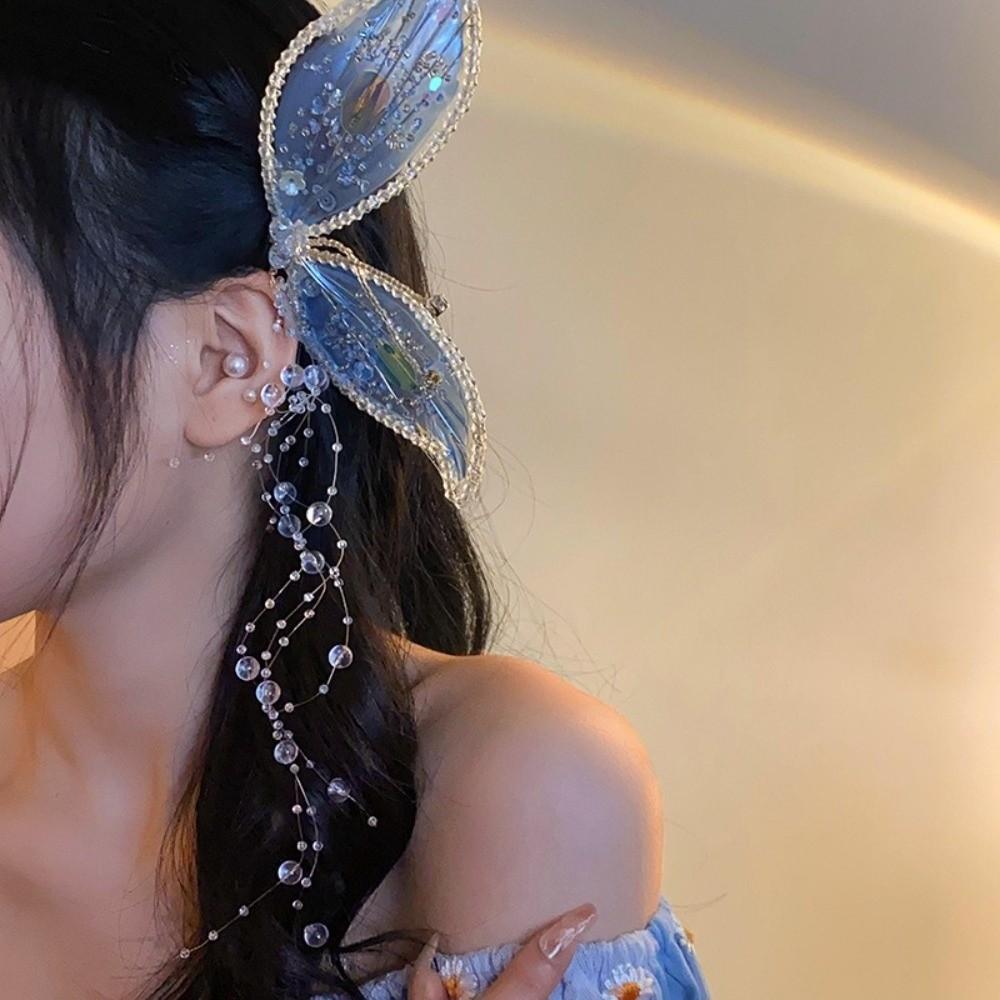 1Pair Fairy Wedding Bridal Headdress Animal Tassel Hair Clip Sweet Duckbill Clip Women